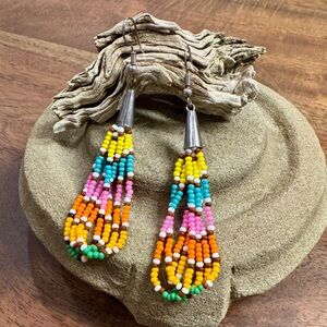 Colorful Native-Made Seed Bead Dangle Earrings